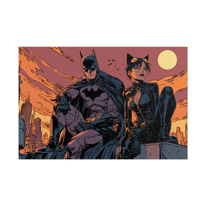 Batman & Catwoman Landscape Art Poster