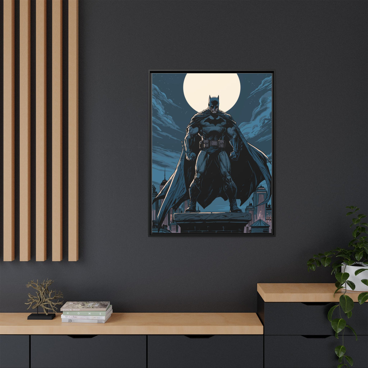 Batman Moonlit Matte Canvas Framed Print