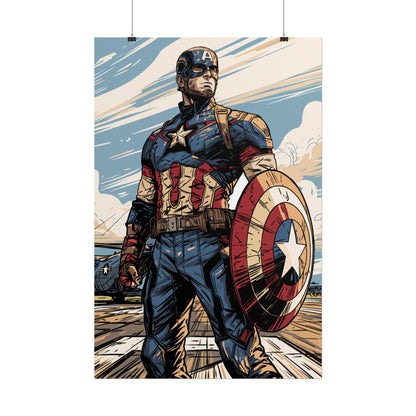 Captain America Retro Art Poster — Rolled Superhero Wall Print