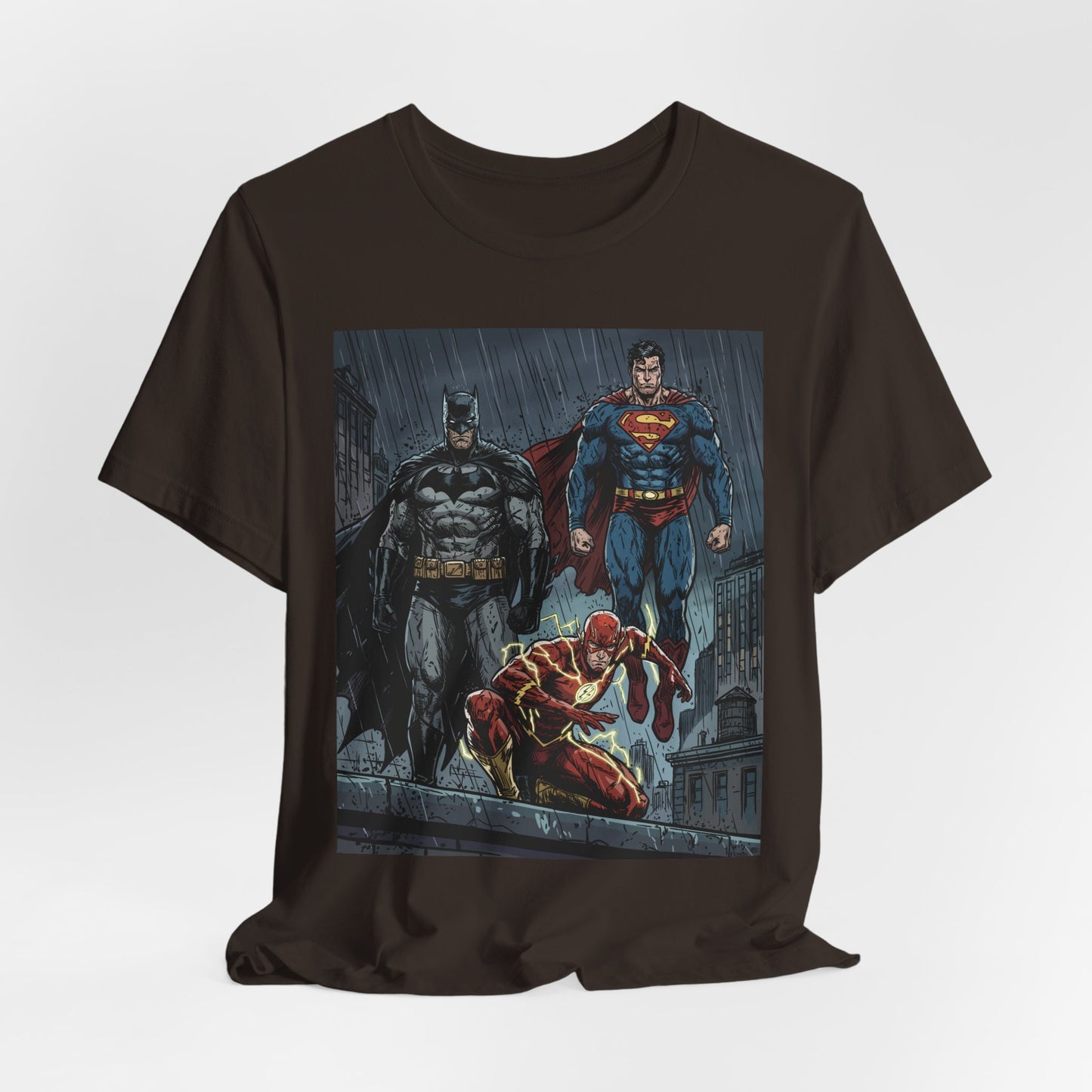 Superhero Team Graphic Tee — Batman, Superman & The Flash