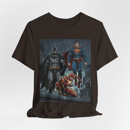 Superhero Team Graphic Tee — Batman, Superman & The Flash