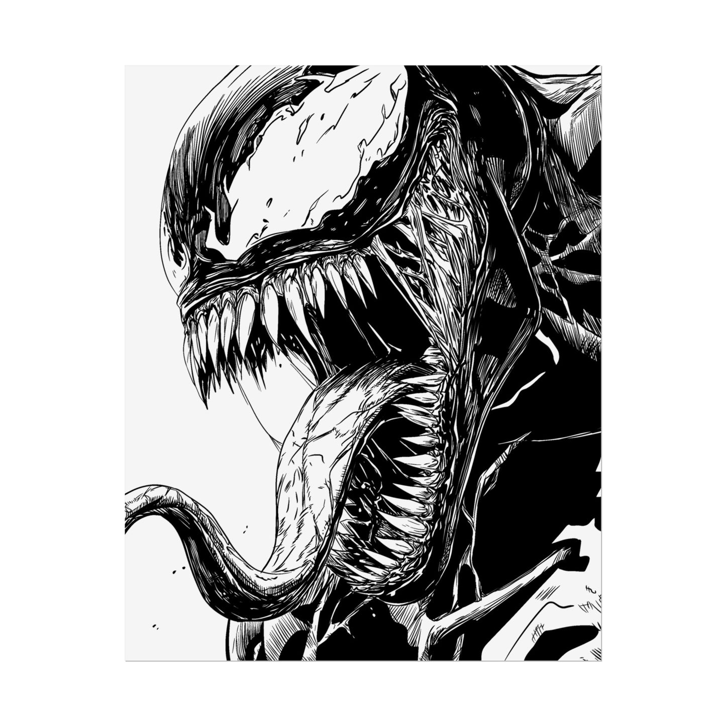Venom Poster — Black & White Comic Art Rolled Print