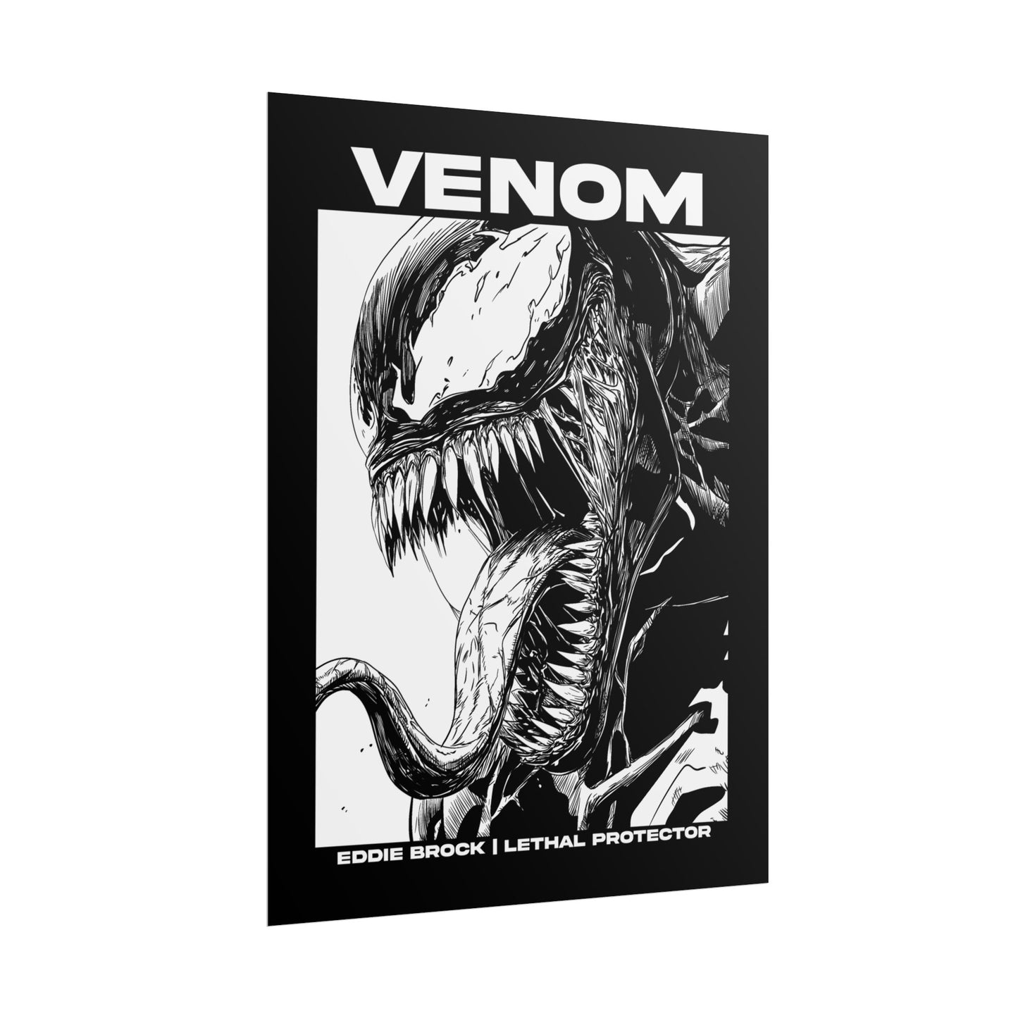 Venom Rolled Poster — Eddie Brock Lethal Protector Black & White Art