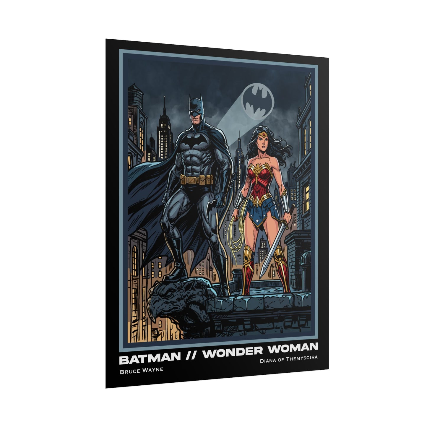 Batman & Wonder Woman Cinematic Rolled Poster — Superhero Wall Art