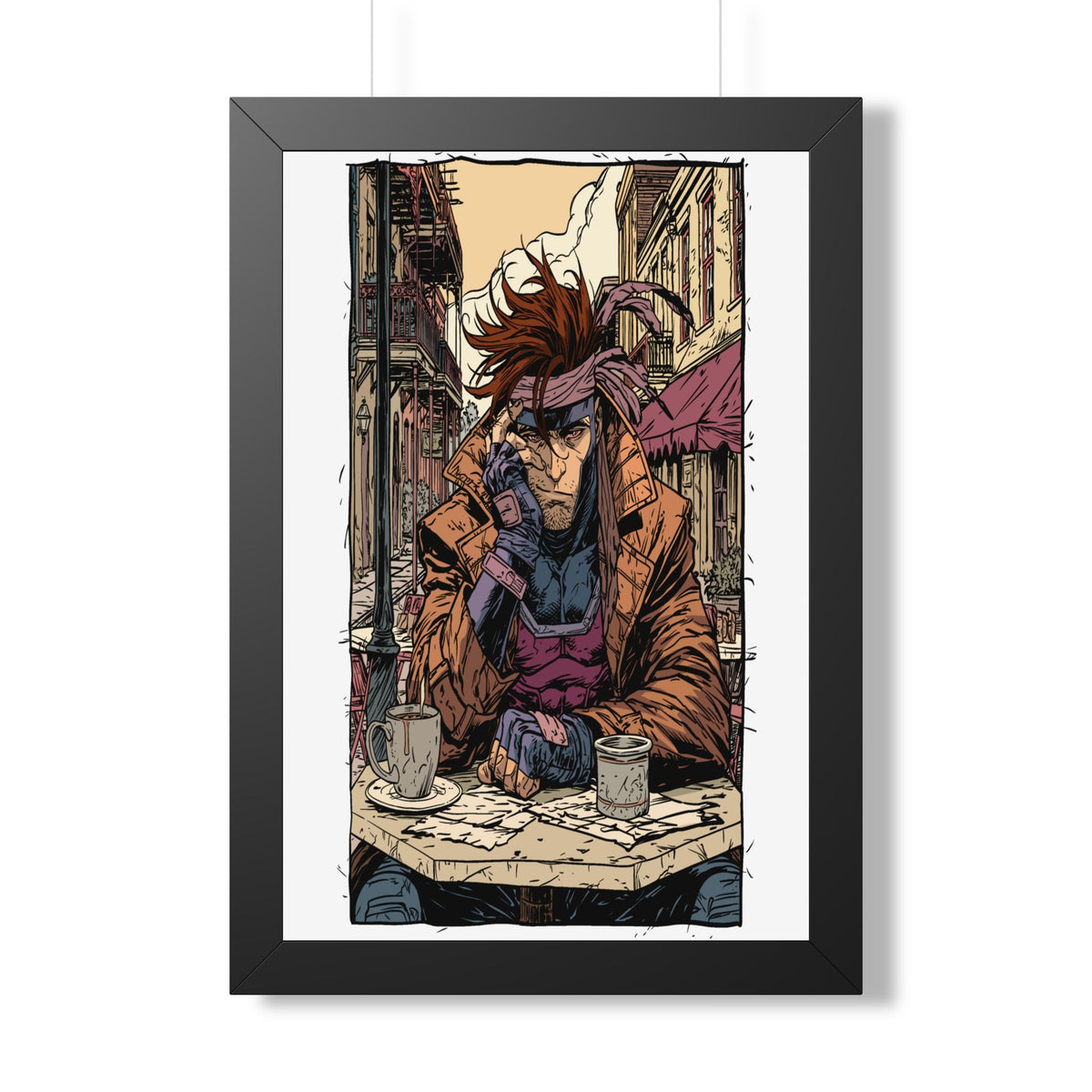 Gambit Framed Poster - Brooding Comic Cafe Art