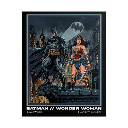 Batman & Wonder Woman Cinematic Rolled Poster — Superhero Wall Art