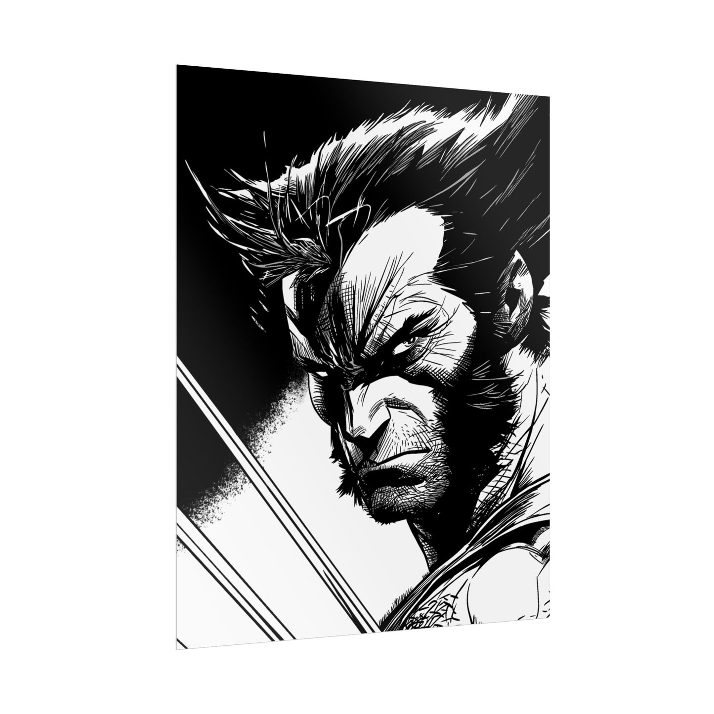 Wolverine Black & White Comic Art Poster