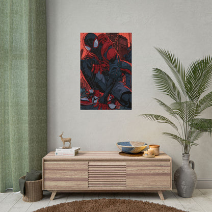 Spider-Man Miles Morales Poster – Red & Black Comic Art Rolled Poster
