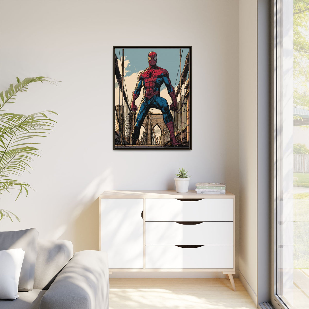 Spider-Man Comic Art Matte Framed Canvas