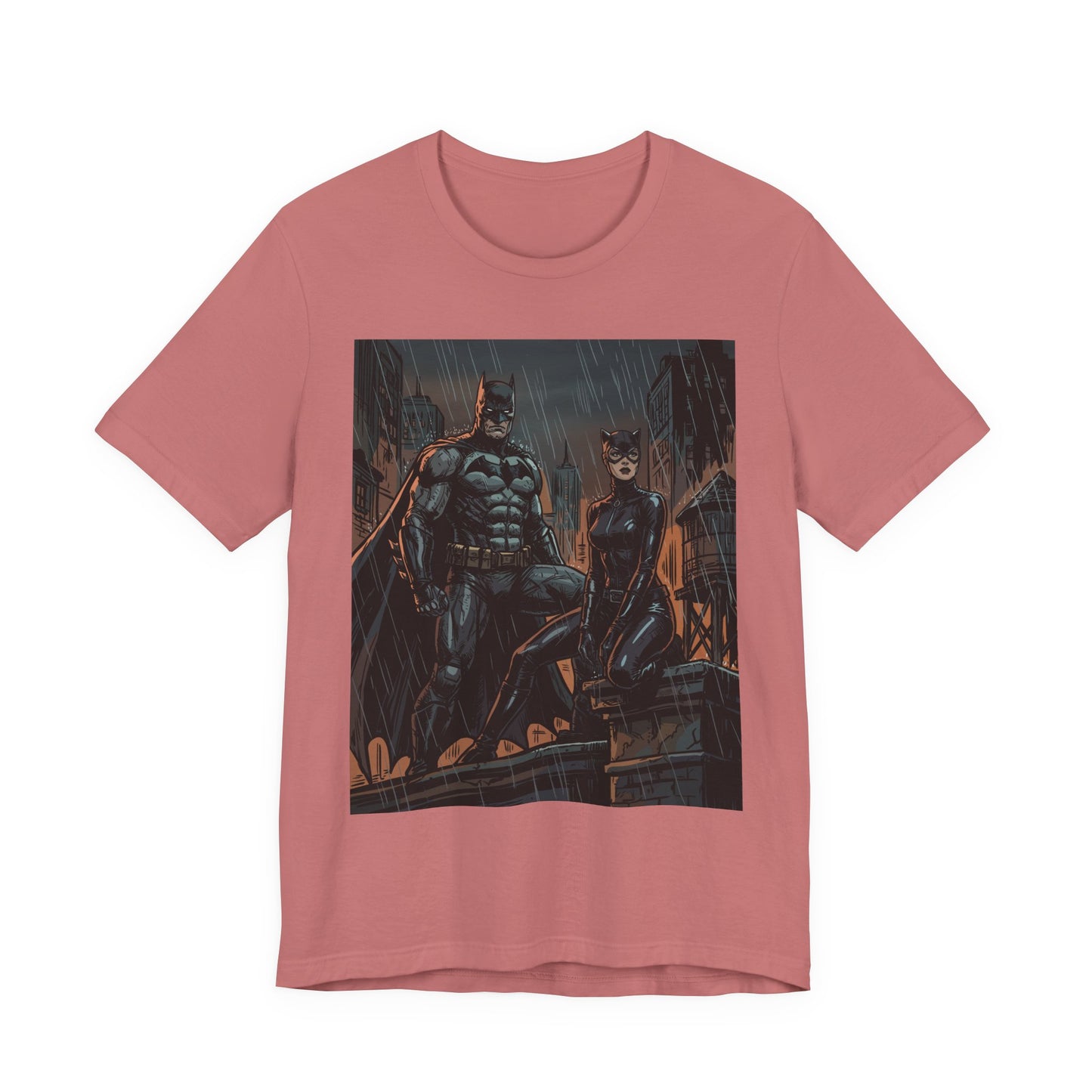 Batman & Catwoman Rain Night T‑Shirt
