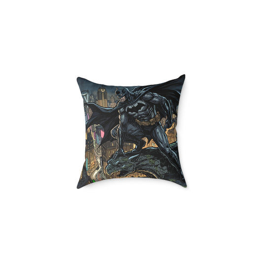 Batman Cityscape Square Poly Canvas Pillow