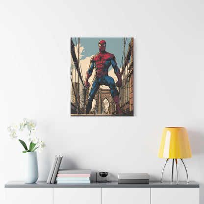 Spiderman Comic Canvas Print — Iconic City Bridge Pose