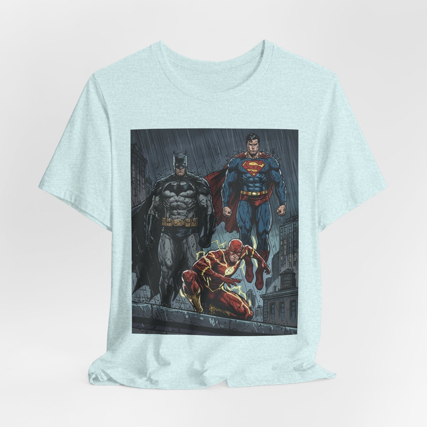 Superhero Team Graphic Tee — Batman, Superman & The Flash