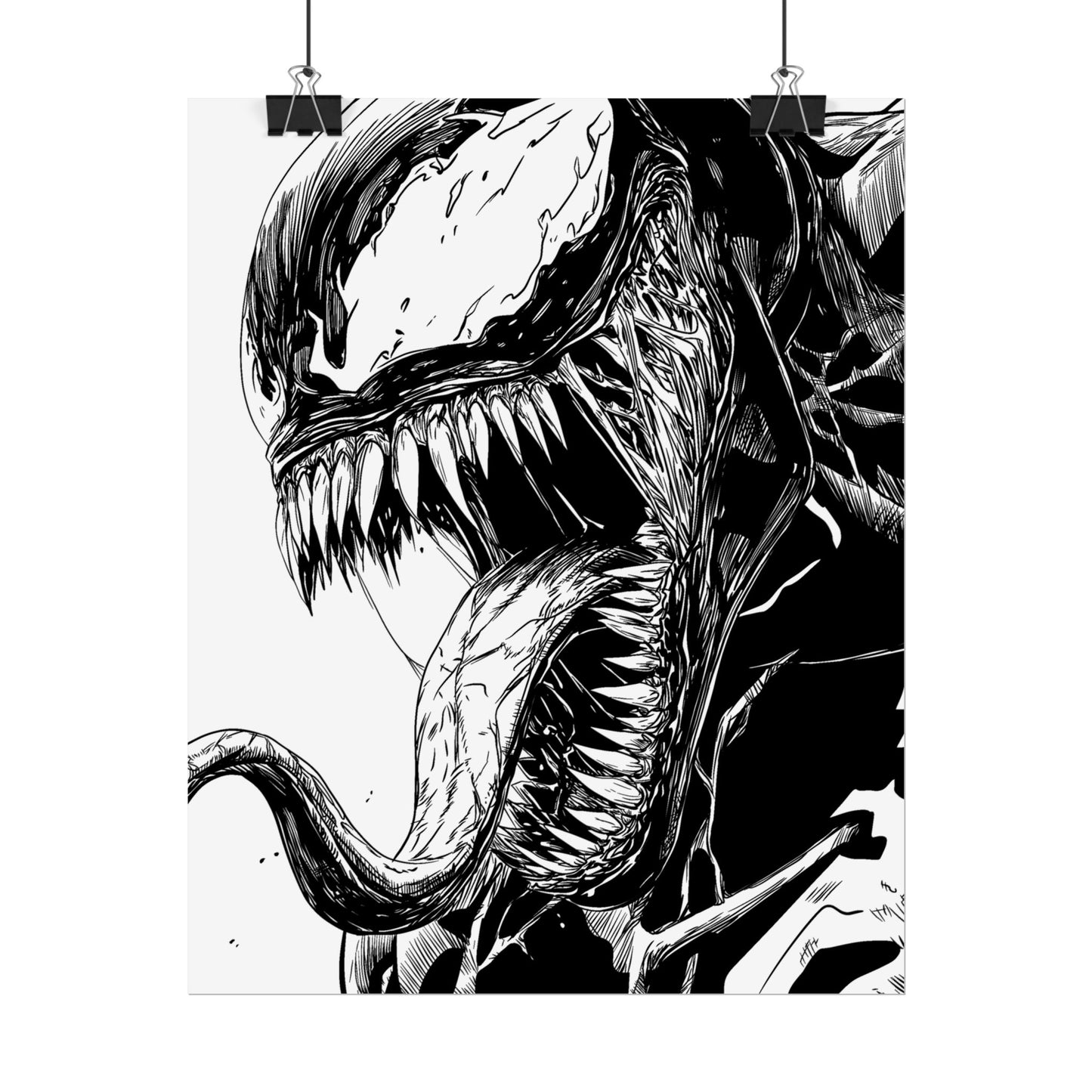 Venom Poster — Black & White Comic Art Rolled Print