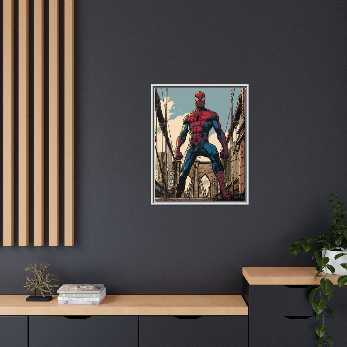 Spider-Man Comic Art Matte Framed Canvas