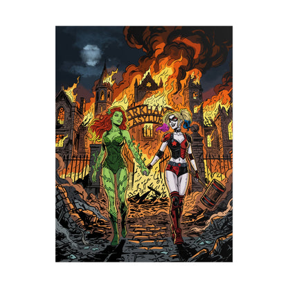 Harley Quinn & Poison Ivy Arkham Asylum Poster — Rolled Comic Art Print
