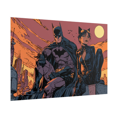 Batman & Catwoman Landscape Art Poster