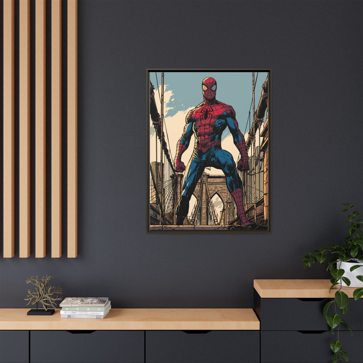 Spider-Man Comic Art Matte Framed Canvas