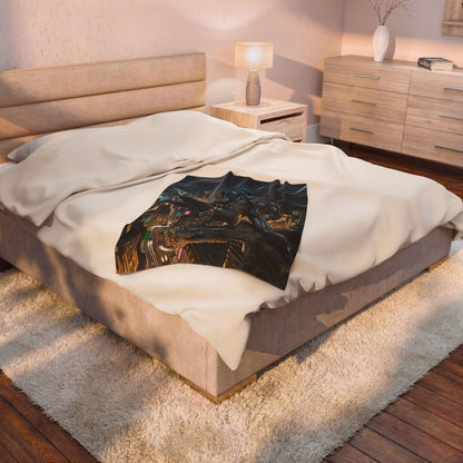 Batman Cityscape Velveteen Plush Blanket
