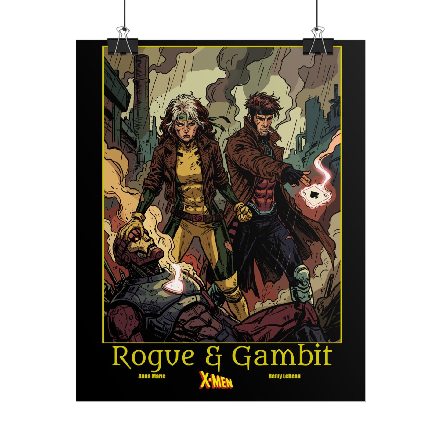 X-Men Rogue & Gambit Poster — Retro Comic Rolled Poster