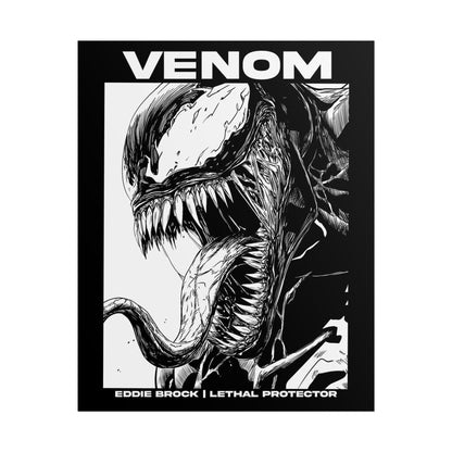 Venom Rolled Poster — Eddie Brock Lethal Protector Black & White Art