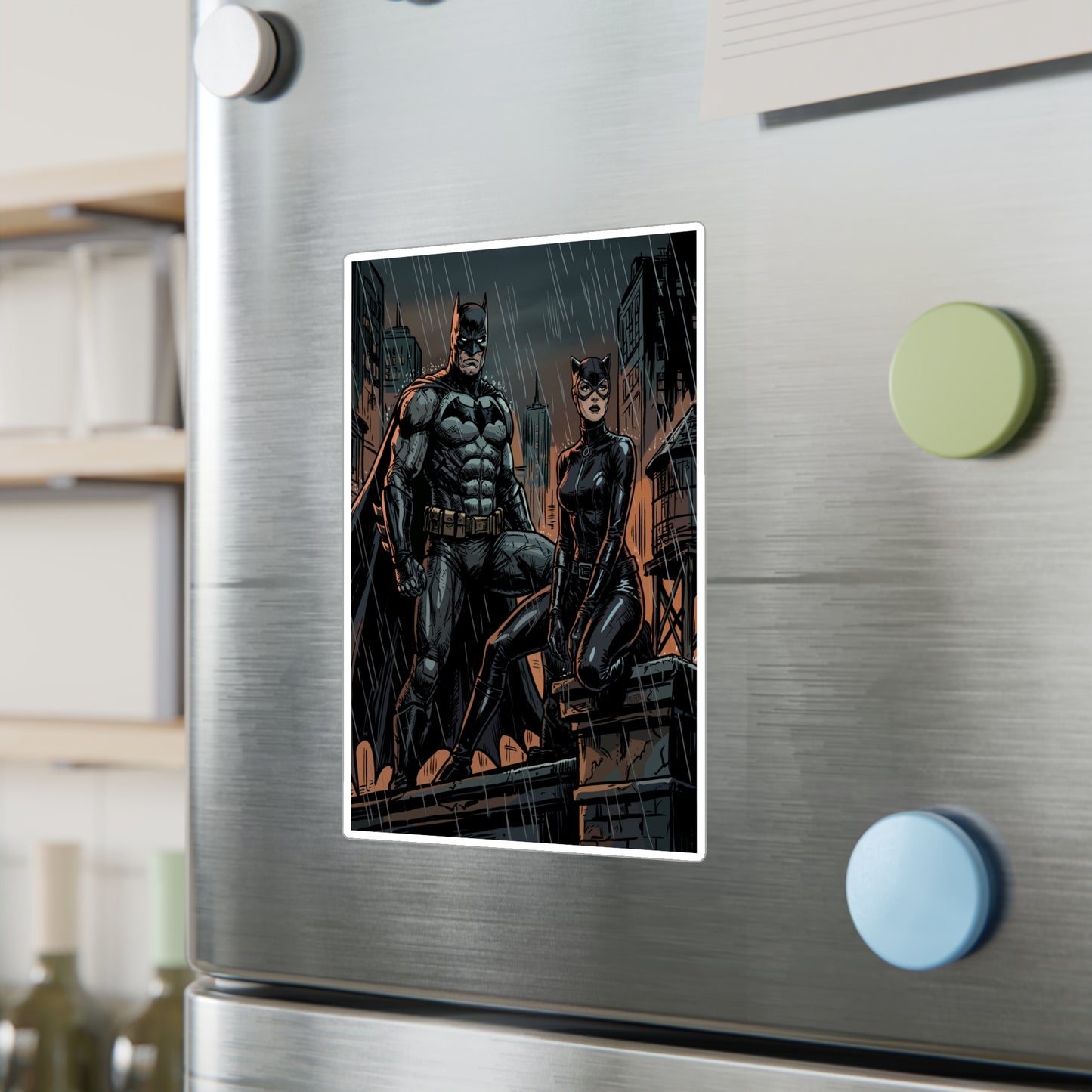 Batman & Catwoman Rainy Night Vinyl Sticker