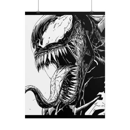 Venom Poster — Black & White Comic Art Rolled Print