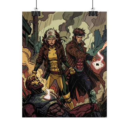 X-Men Comic Poster — Rogue & Gambit Rolled Art Print