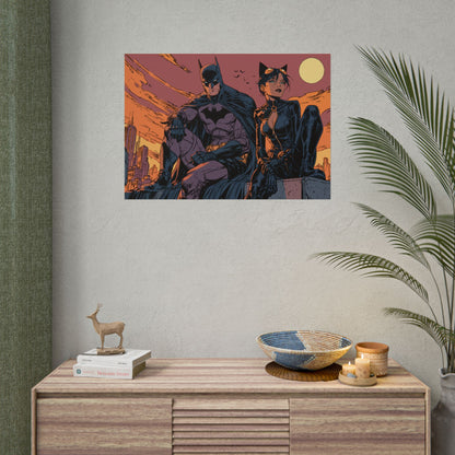 Batman & Catwoman Landscape Art Poster
