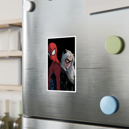 Spider-Man & Black Cat Kiss-Cut Vinyl Decal — Comic Superhero Sticker