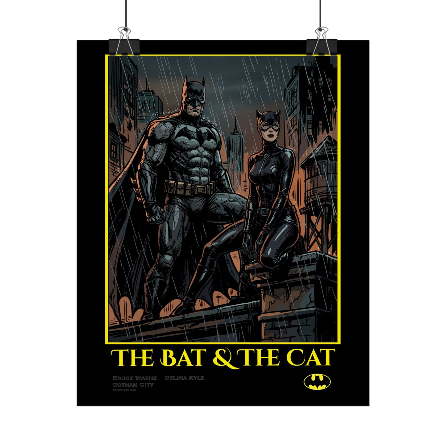 Batman & Catwoman Poster – "The Bat & The Cat" Rolled Art Print