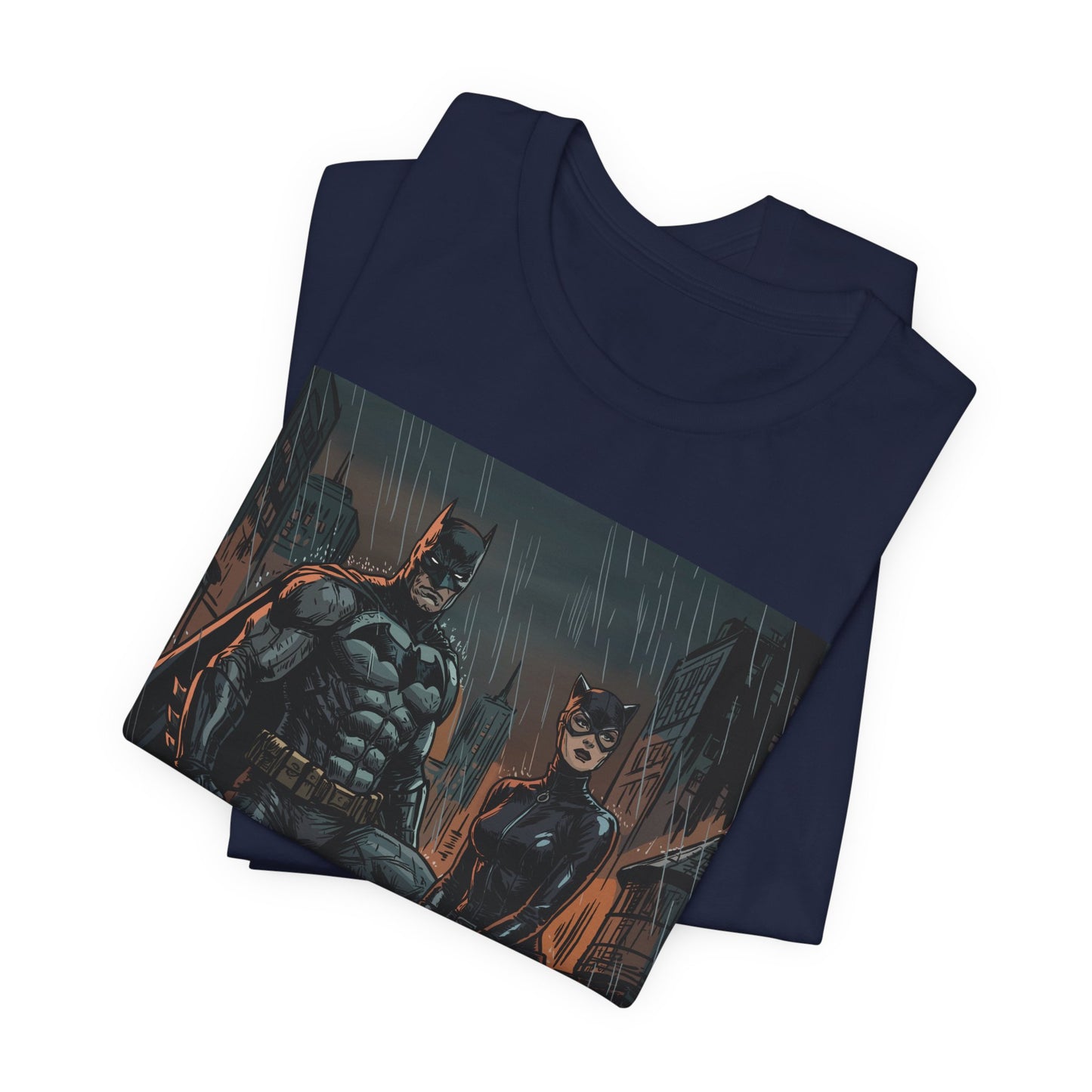 Batman & Catwoman Rain Night T‑Shirt