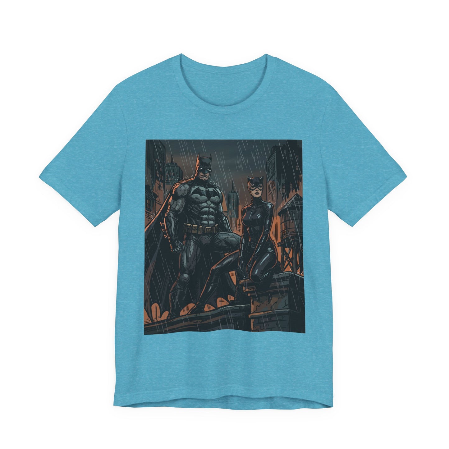 Batman & Catwoman Rain Night T‑Shirt
