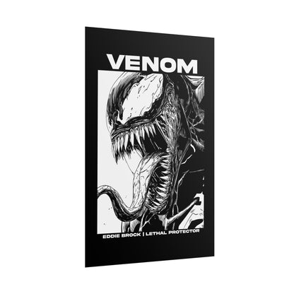 Venom Rolled Poster — Eddie Brock Lethal Protector Black & White Art