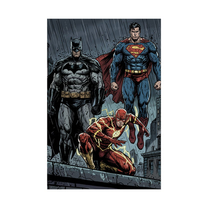 Superhero Trio Rolled Poster — Batman, Superman & The Flash