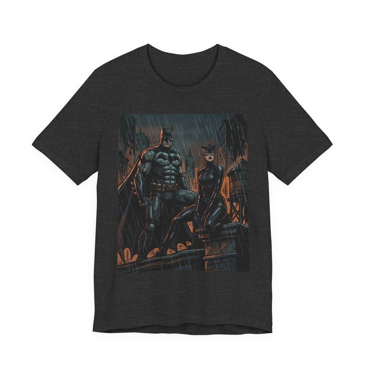 Batman & Catwoman Rain Night T‑Shirt