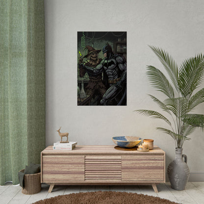Batman & Scarecrow Poster — Dark Comic Book Art, Horror Superhero Wall Decor