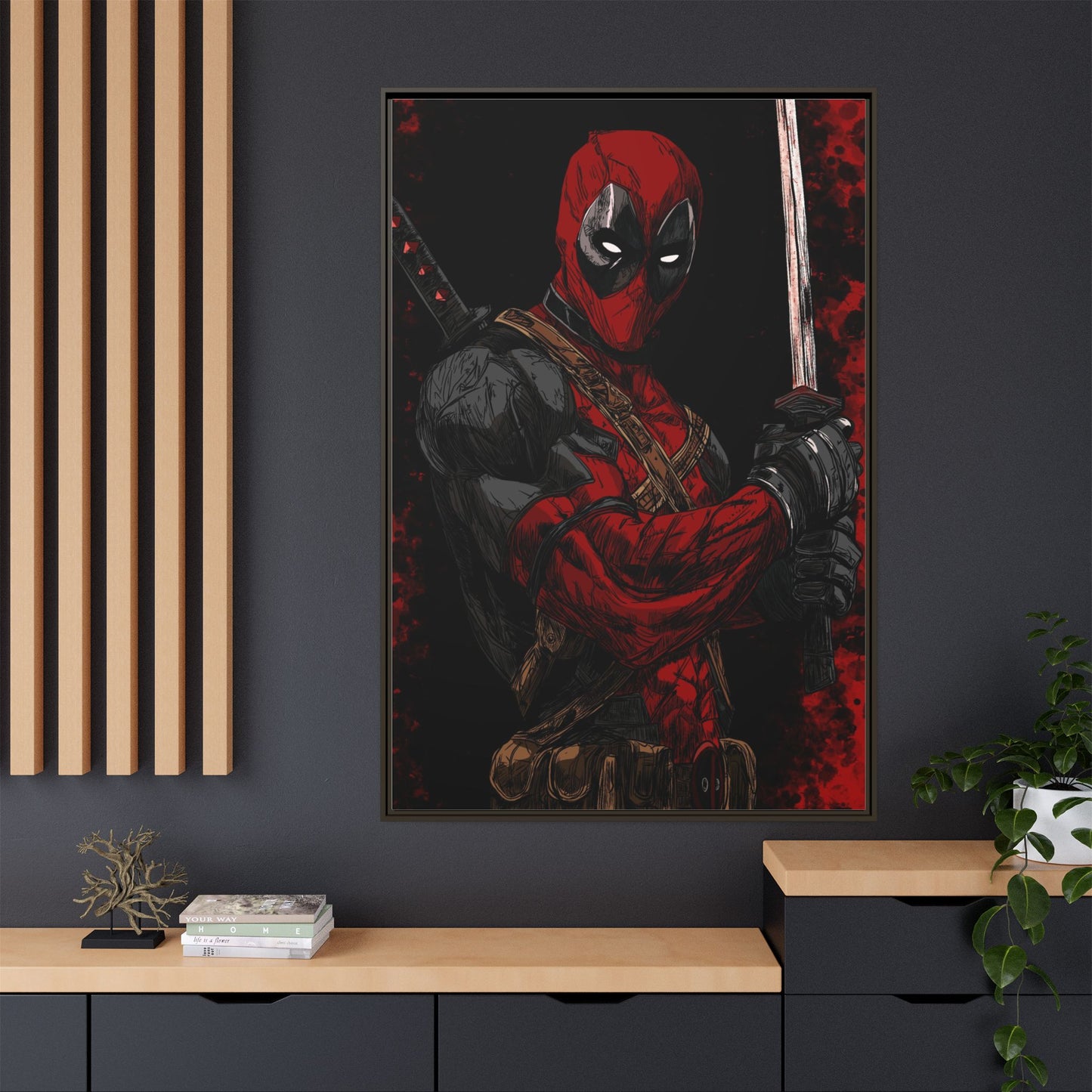The Merc #2 - Framed Canvas Wall Art — Comic Antihero Sword Portrait