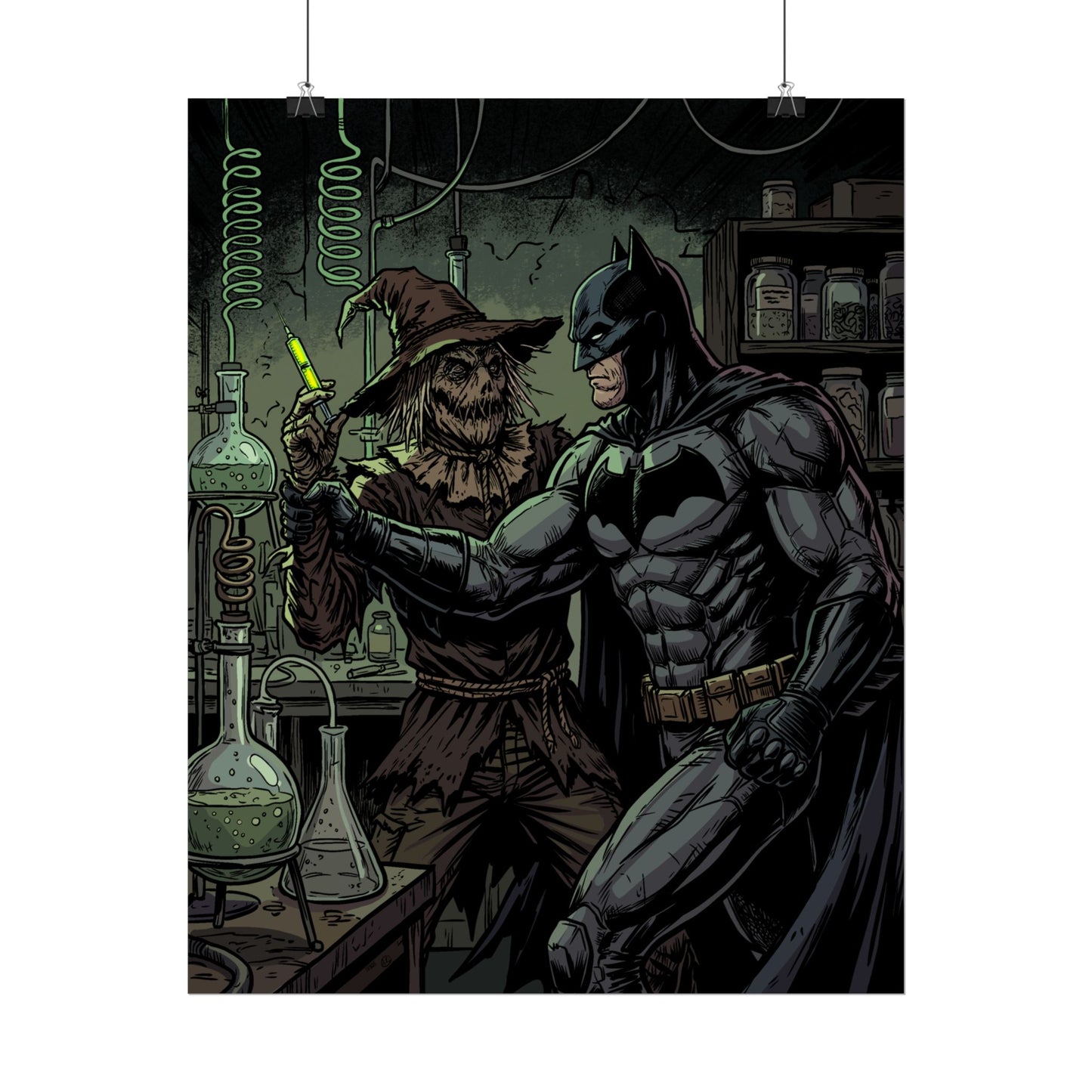 Batman & Scarecrow Poster — Dark Comic Book Art, Horror Superhero Wall Decor
