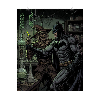 Batman & Scarecrow Poster — Dark Comic Book Art, Horror Superhero Wall Decor