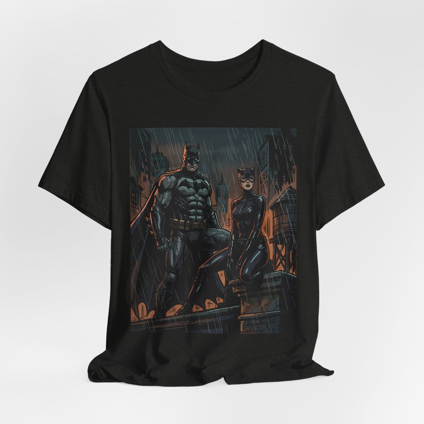 Batman & Catwoman Rain Night T‑Shirt