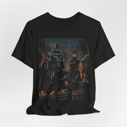 Batman & Catwoman Rain Night T‑Shirt
