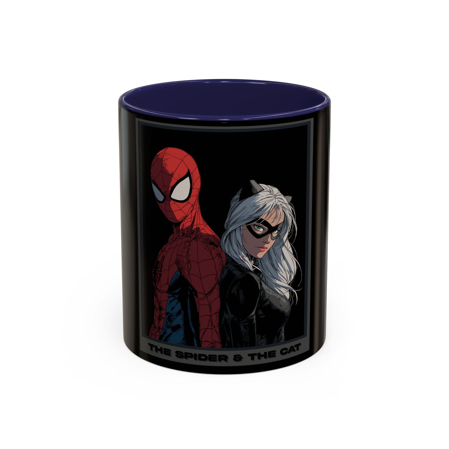 Spider & Cat Duo Accent Coffee Mug – Black 11/15oz