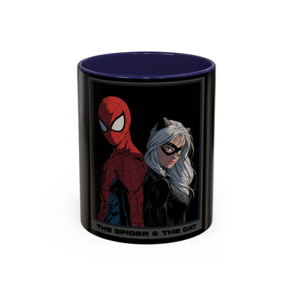 Spider & Cat Duo Accent Coffee Mug – Black 11/15oz
