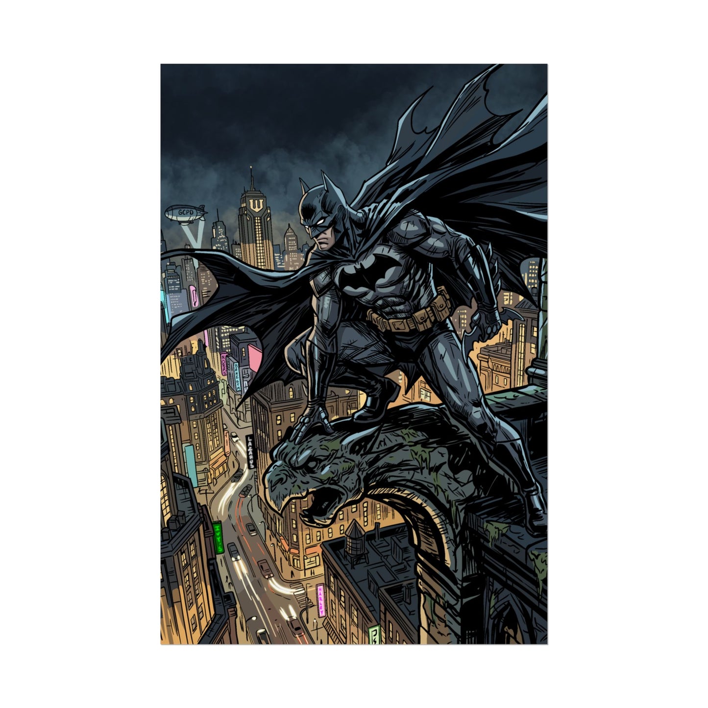 Batman City Rooftop Rolled Poster