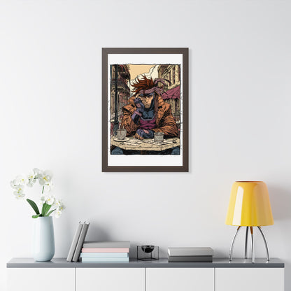 Gambit Framed Poster - Brooding Comic Cafe Art