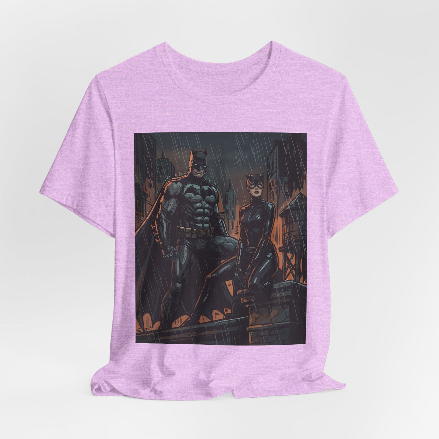 Batman & Catwoman Rain Night T‑Shirt