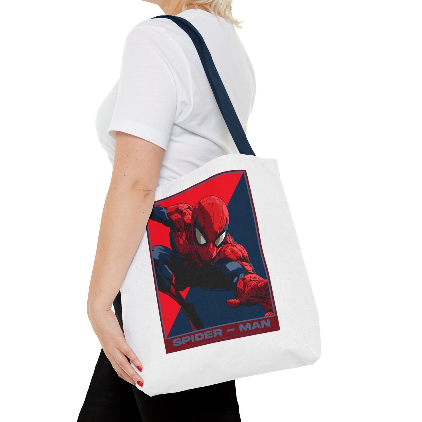 Spider-Man Graphic Tote Bag — Retro Red & Blue Comic Design