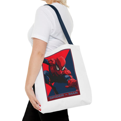 Spider-Man Graphic Tote Bag — Retro Red & Blue Comic Design