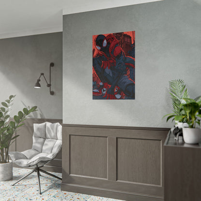 Spider-Man Miles Morales Poster – Red & Black Comic Art Rolled Poster